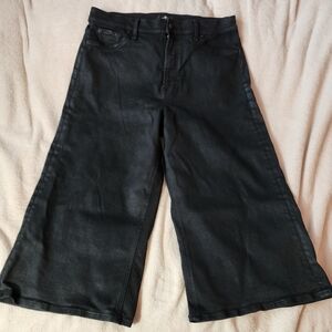 7 For All Mankind Black Denim Jeans Wide Leg Jorts Size 32